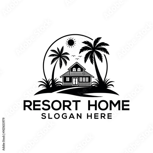 Wallpaper Mural resort home silhouette logo vector line art logo design Torontodigital.ca