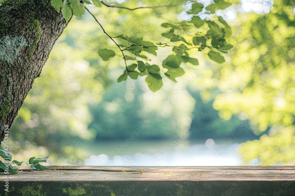 Rustic wooden table in a forest