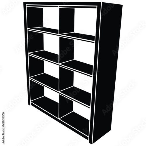 Bookshelf Silhouette Vector – Storage Furniture and Book Organizer Illustration