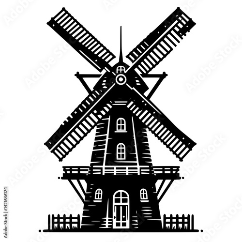windmill vector illustration