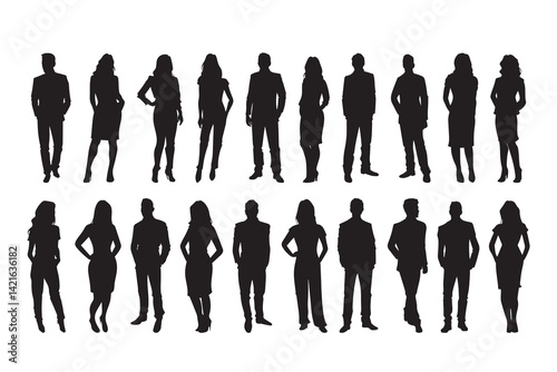 Silhouette of Adult people vector icon set illustration isolated on white background.