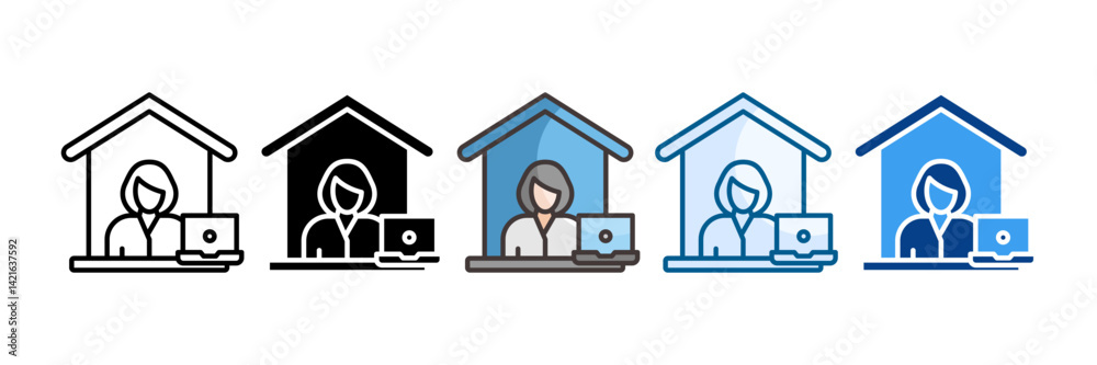 Remote Work Icon Set Multiple Style Collection Remote Work Icon Set Multiple Style Collection
