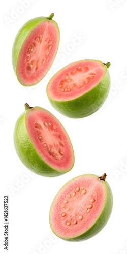 Tableau sur toile Falling guava isolated on transparent background