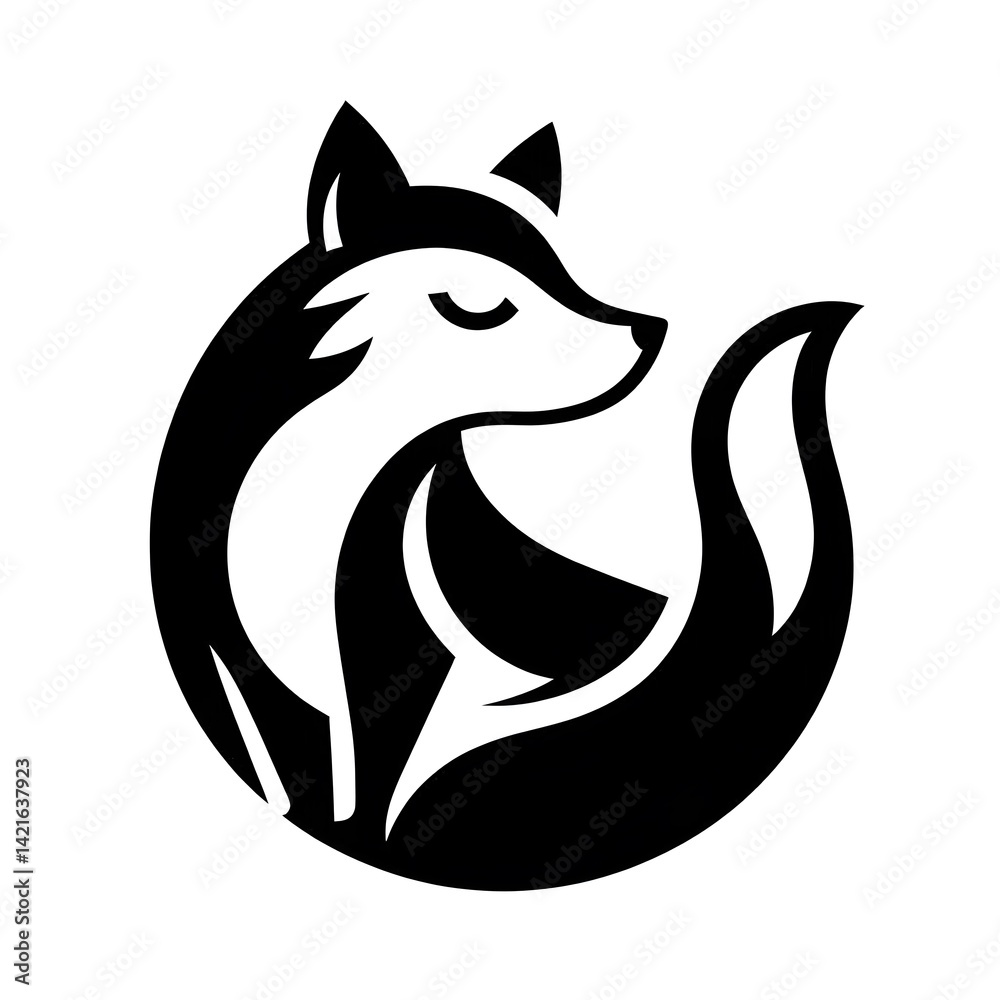 Naklejka premium 흰 배경, 여우, 픽토그램 아트, jpeg (white background, fox, pictogram art, jpeg)