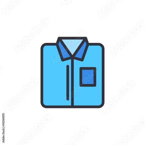 Folded shirt colored icons, minimalist vector illustration ,simple transparent graphic element .Isolated on white background