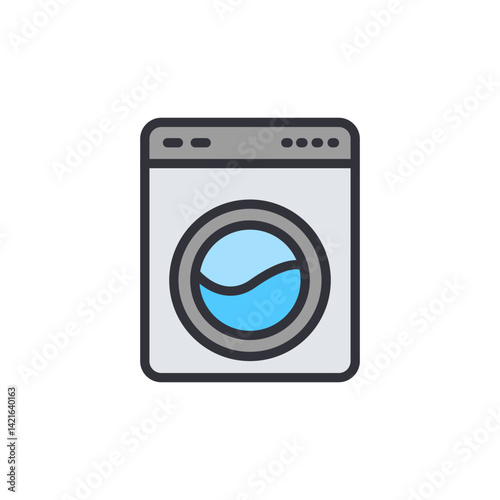 Washing machine colored icons, minimalist vector illustration ,simple transparent graphic element .Isolated on white background
