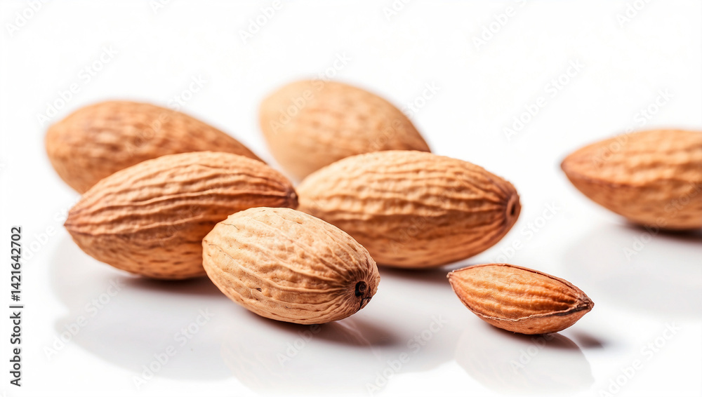 Delicious Almonds Isolated on White Background for Nutr itional Benefits Delicious Almonds Isolated on White Background for Nutr itional Benefits