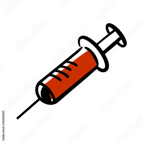 Syringe filled with liquid against a plain white background, medical and healthcare concept