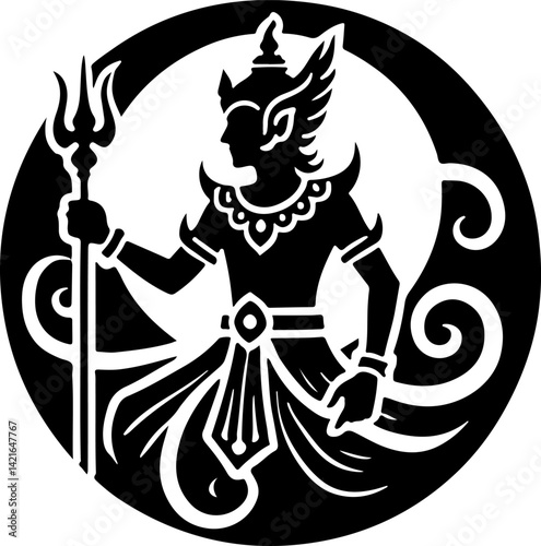 sketch vector illustration silhouette design icon logo symbol mascot detail creature mythology classic vintage knight wayang ethnic traditional vintage  