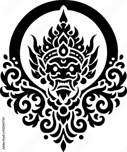 sketch vector illustration silhouette design icon logo symbol mascot detail creature mythology classic vintage demon wayang ethnic traditional vintage classic  