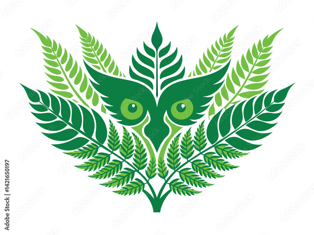 Obraz premium Green leaf vector illustration shows a natural green leaf design, a symbol of plant and nature