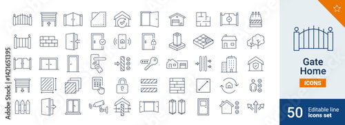 Gate icons Pixel perfect. Security, wall, door, ....	
