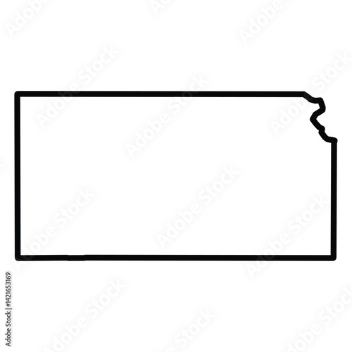 Kansas State Outline Vector Map