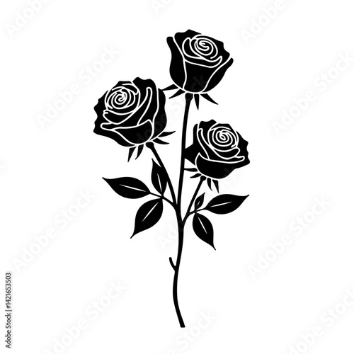 Black silhouette of rose isolated on white, rose, flower, red, isolated, love, nature, white, single, beauty, leaf, pink, blossom, green, stem, floral, valentine, gift, plant, flowers, beautiful, peta