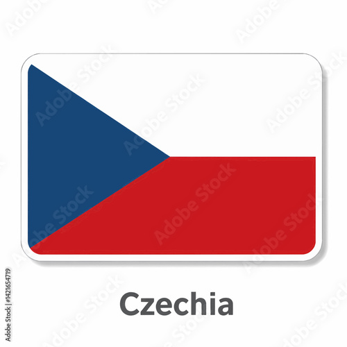Free Download A clear digital illustration of the rectangular flag of Czechia. Below the flag, the word 