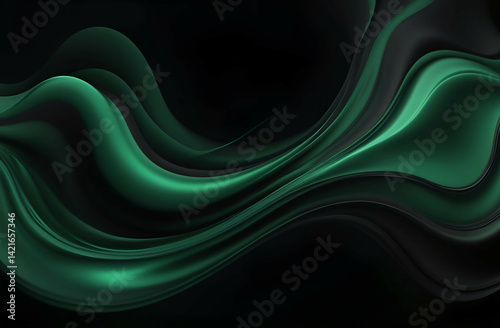 abstact dark green and black fluid motion background