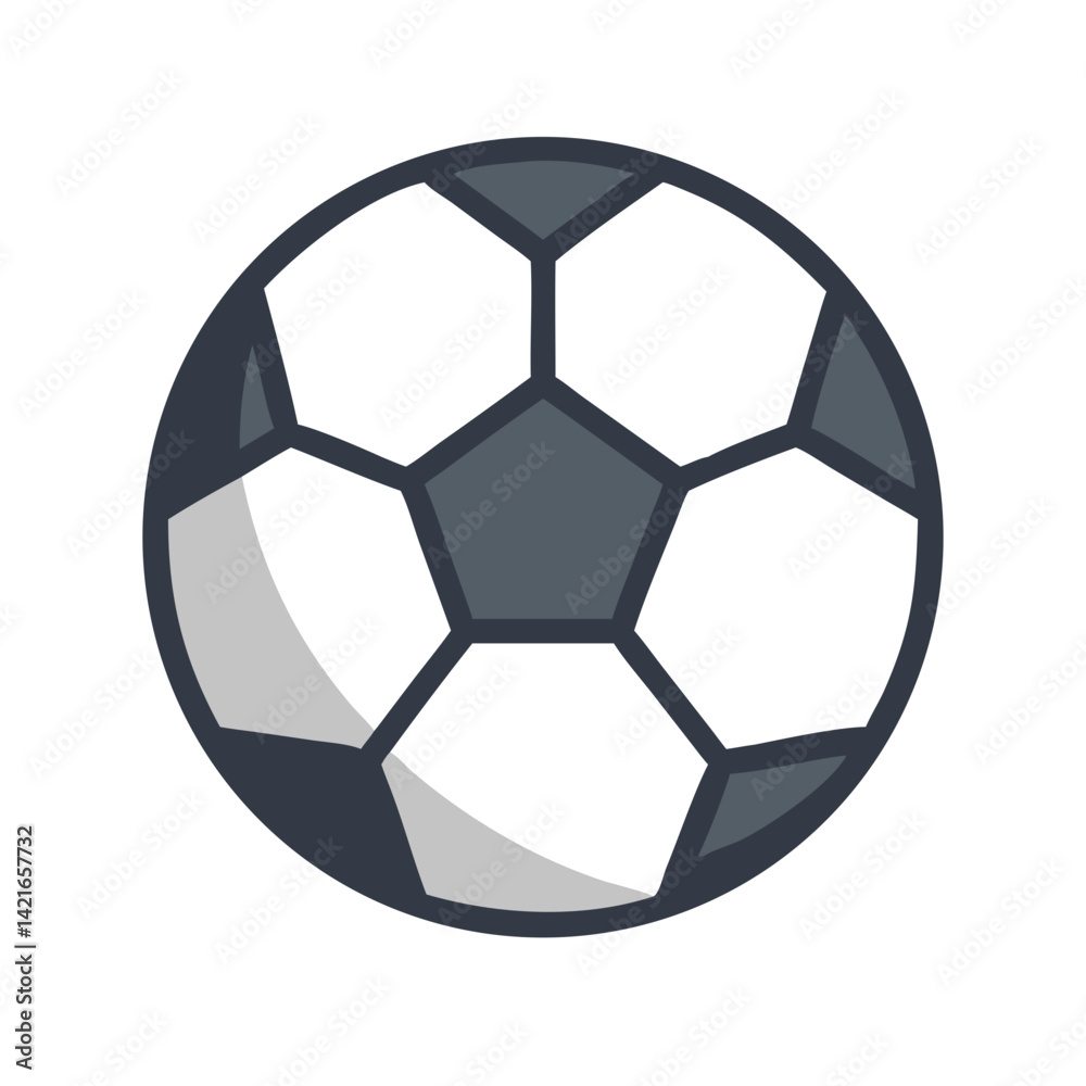 Shadowed soccer ball icon in grayscale Shadowed soccer ball icon in grayscale