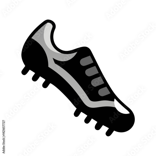 Black football boot icon with studs