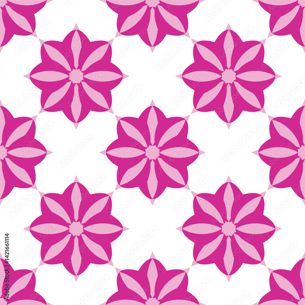 Pink geometric flower pattern for background, seamless pattern. Pink geometric flower pattern for background, seamless pattern.