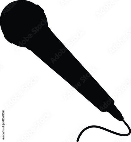 Microphone silhouette with white background