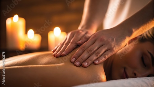 Wallpaper Mural A serene massage scene featuring a relaxed person receiving a treatment amidst softly glowing candles, promoting tranquility and self-care. Torontodigital.ca
