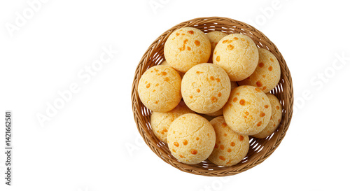 pão de queijo no cesto no fundo transparente