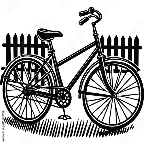 Black and White Bicycle Illustration: Vintage Bike Clipart, Classic Bicycle Graphic, Old Fashioned Bicycle Image, Vector Art, Bike Drawing