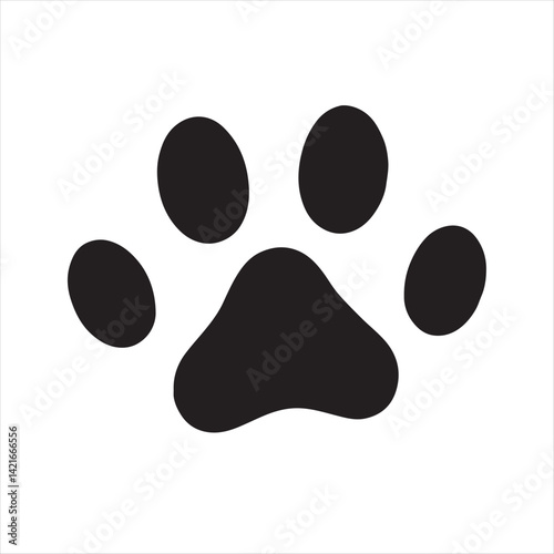 Cartoon paw print engraving drawing of black silhouette vector 
