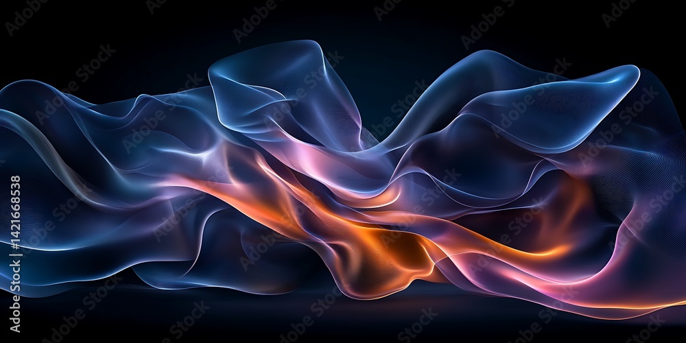 Obraz premium abstract blue and orange smoke on black background
