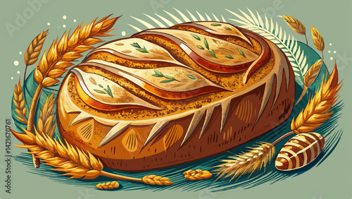 Rustic homemade whole wheat bread Very beautiful