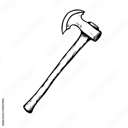 Hand-drawn axe illustration on white background  