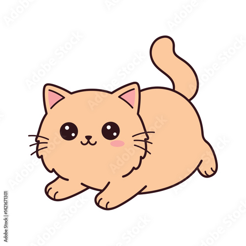 Cute Cartoon Cat Crouching Illustration