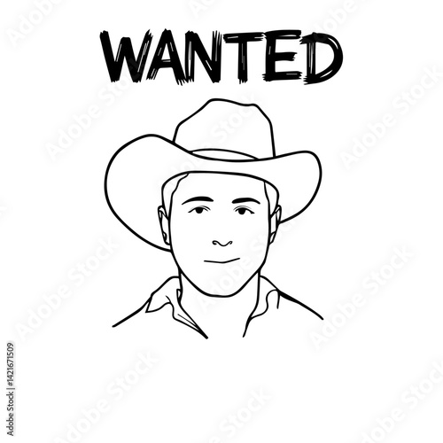 Wanted poster with cowboy illustration  