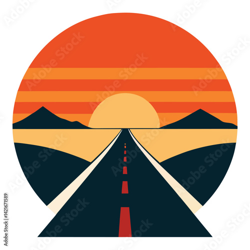 Retro-vintage-sunset-on-highway-road-trip-scene 