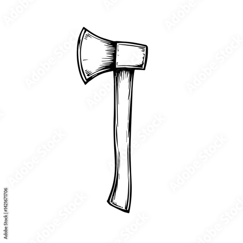 Hand-drawn axe illustration on a white background  