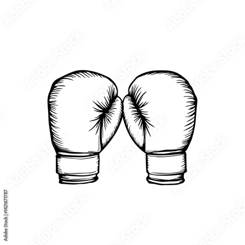 Boxing gloves illustration in a minimalist style on a white background  