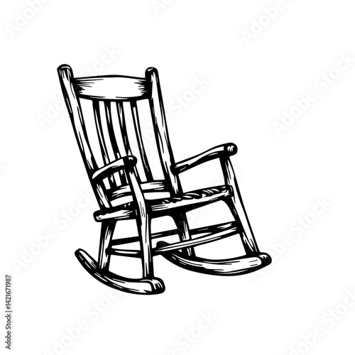 Vintage rocking chair illustration on a white background  