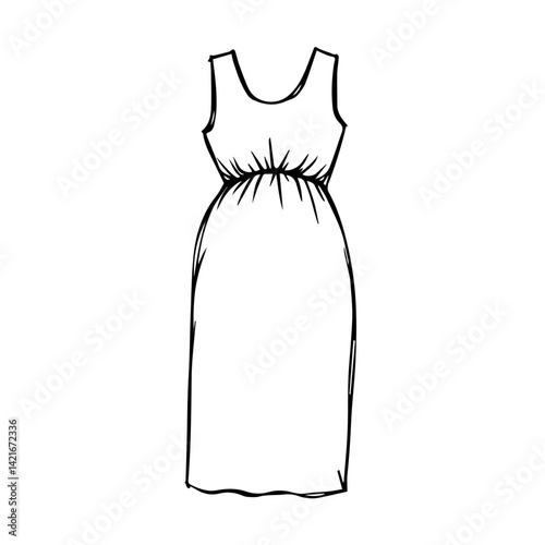 Maternity dress design sketch in minimalist style  