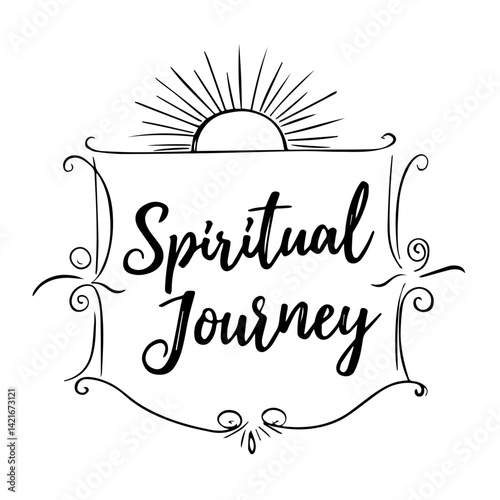 Spiritual Journey Sun Illustration with Elegant Script Design  