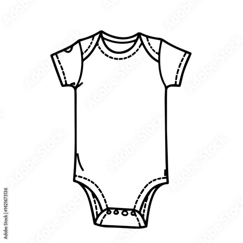 Baby onesie outline template design on a white background  