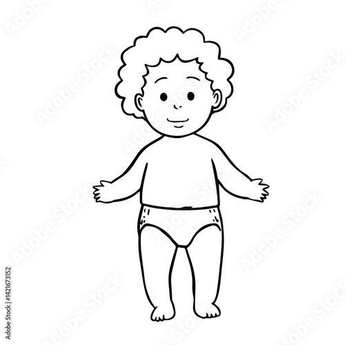 Cute baby character smiling happily in a simple illustration  