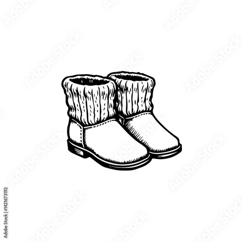 Cozy knit winter boots in classic black and white style  