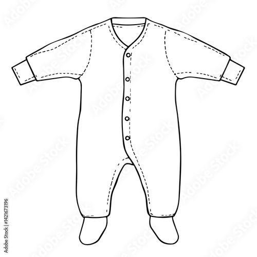 Baby Onesie Outline Design for Clothing  