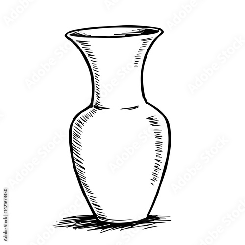 Sketch of a simple vase in black and white  