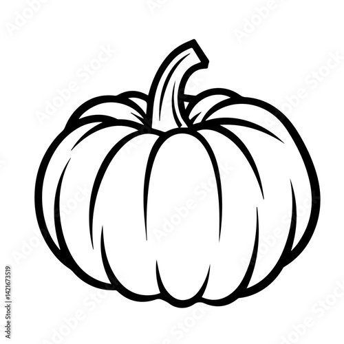 Pumpkin outline illustration on white background  