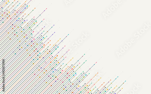Technology background. Big data visualization. Tech abstract data lines with dots. Circuit board. Motherboard