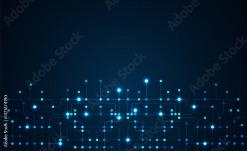 Circuit connect lines. Network technology and Connection concept. Decentralized network nodes connections
