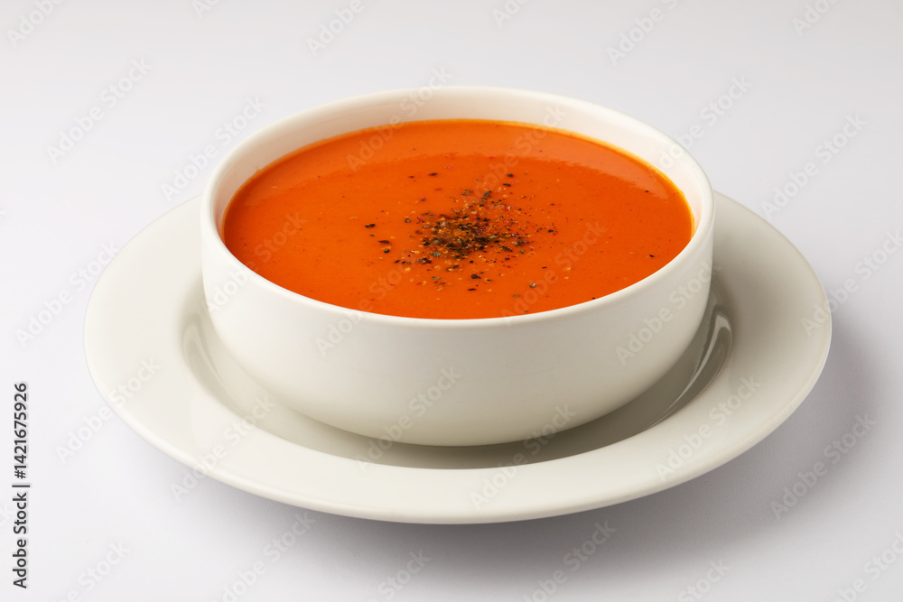 bowl of tomato soup with parsley bowl of tomato soup with parsley