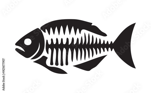 fish bone line art silhouette vector illustration Eps 1