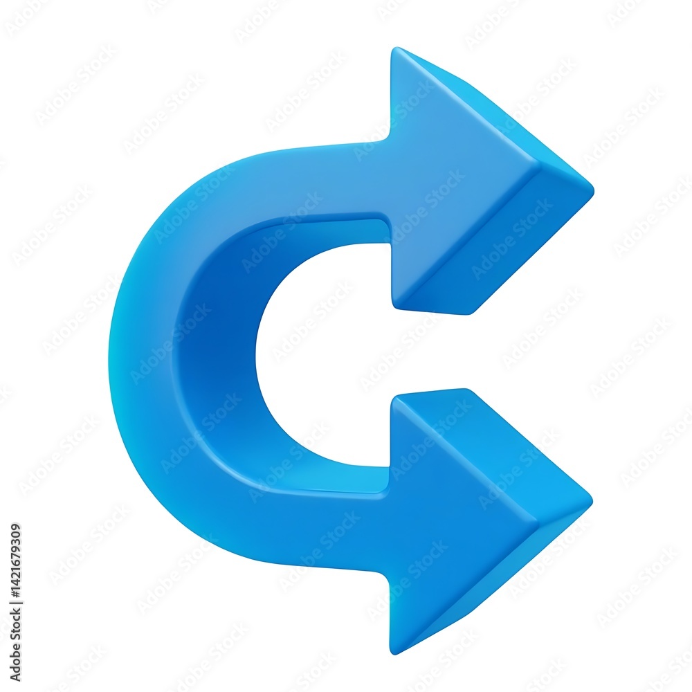 3D Blue Curved Arrows on White Background Modern Design Element